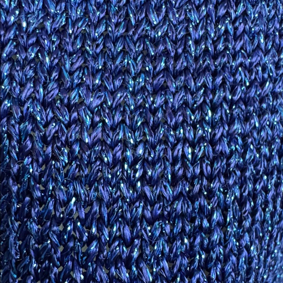 INC Stylish Blue Zippered Sweater Asymmetrical Metallic Vintage Medium - Picture 4 of 6